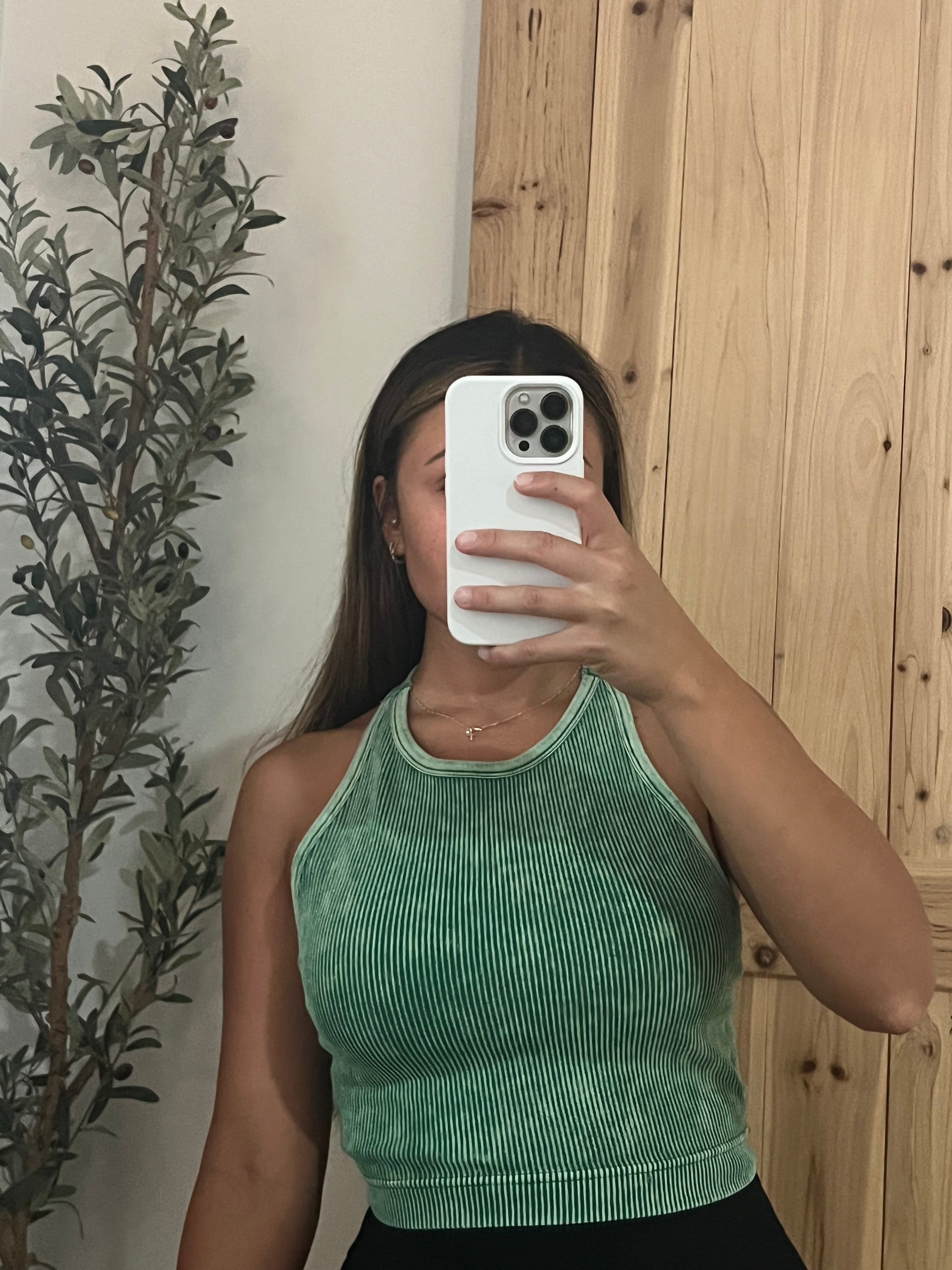 Raylen Ribbed Seamless Tank - Green