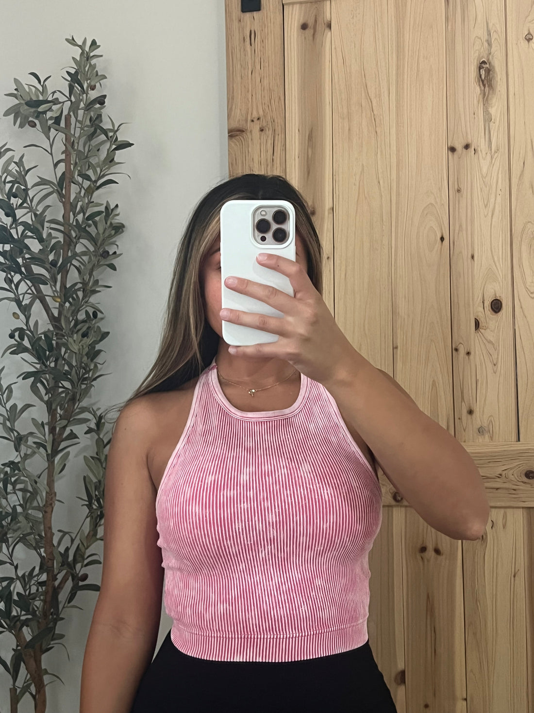 Raylen Ribbed Seamless Tank - Ash Pink