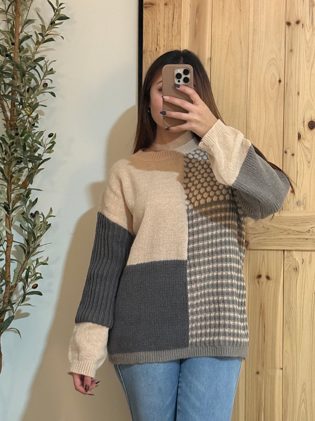 Mixed Pattern Sweater / Oatmeal