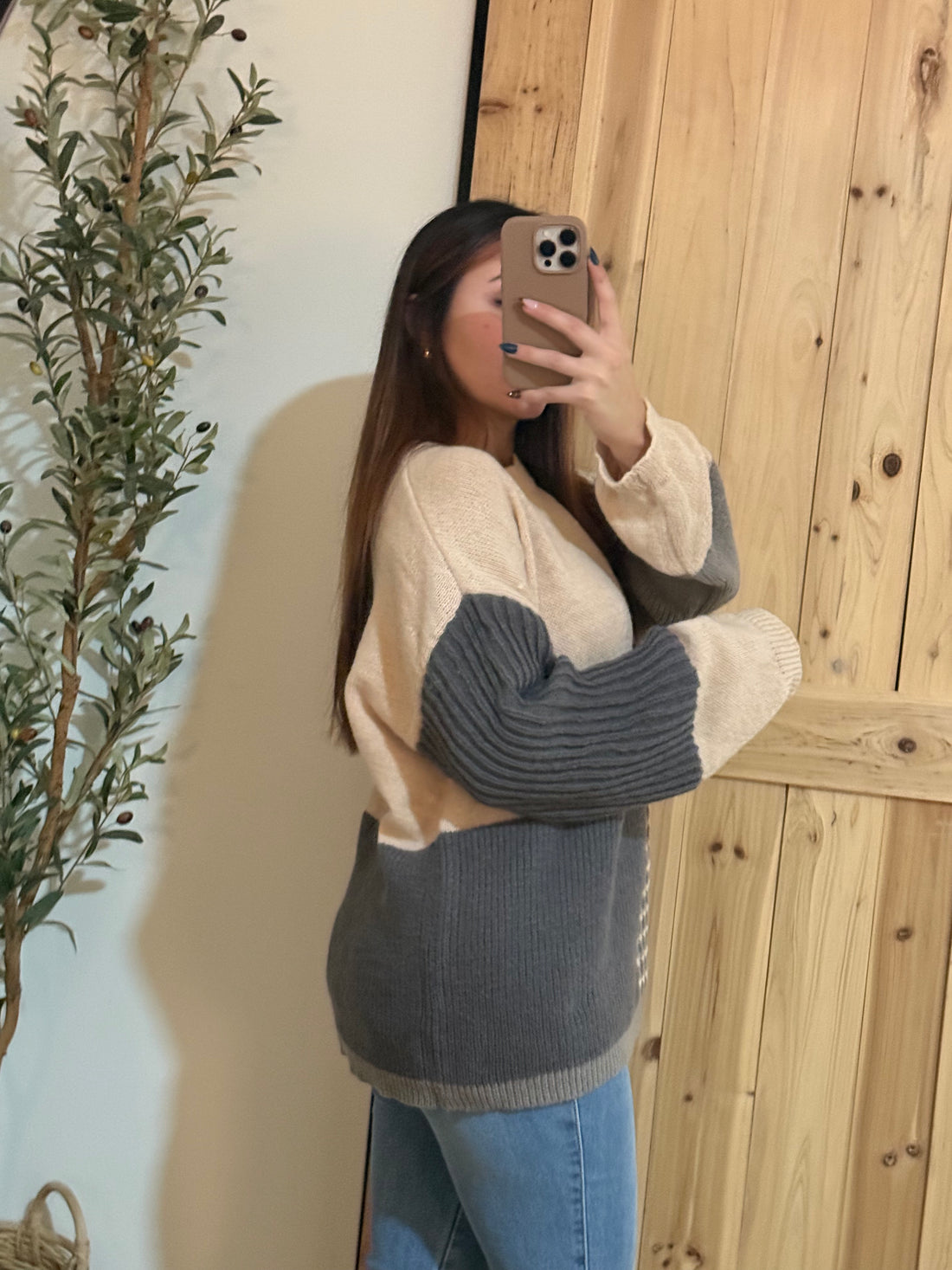 Mixed Pattern Sweater / Oatmeal