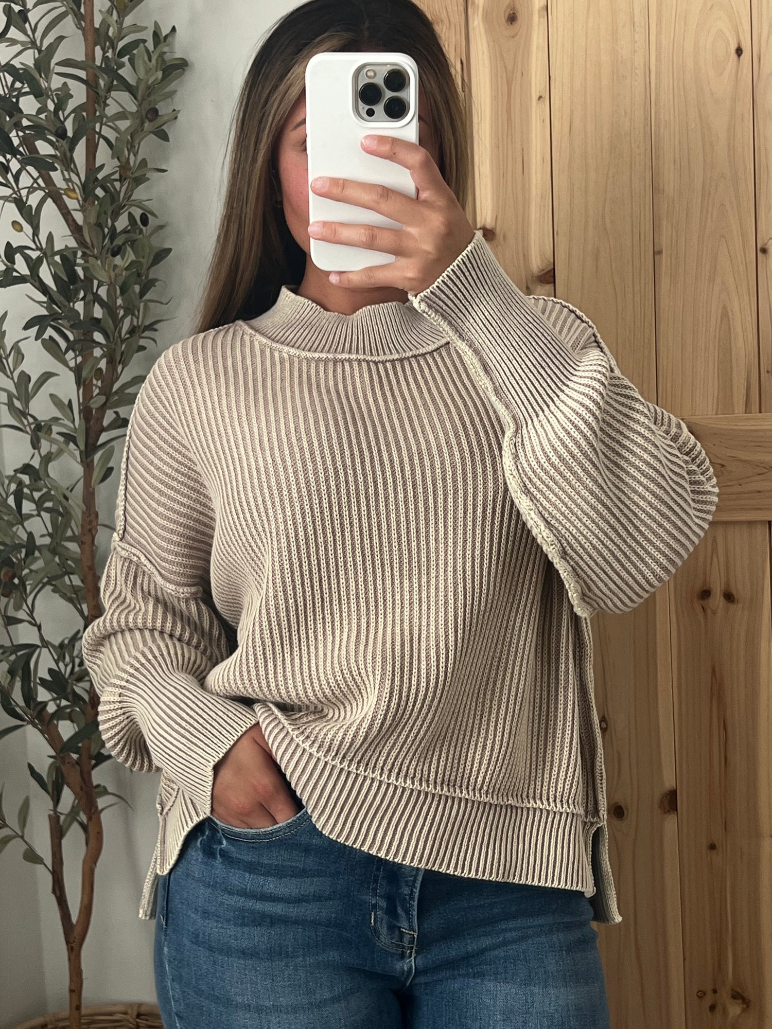 Everyday Ribbed Sweater / Light Mocha