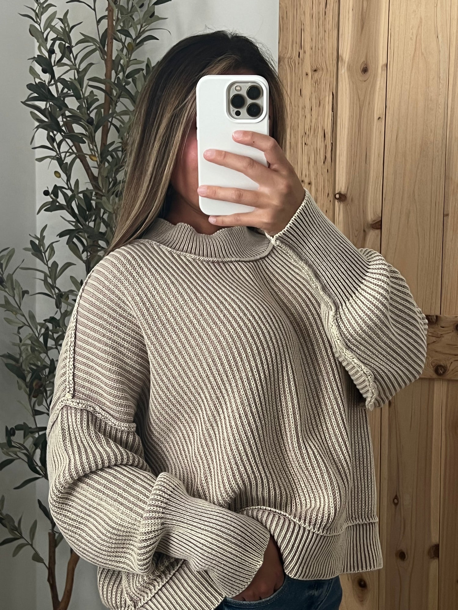 Everyday Ribbed Sweater / Light Mocha