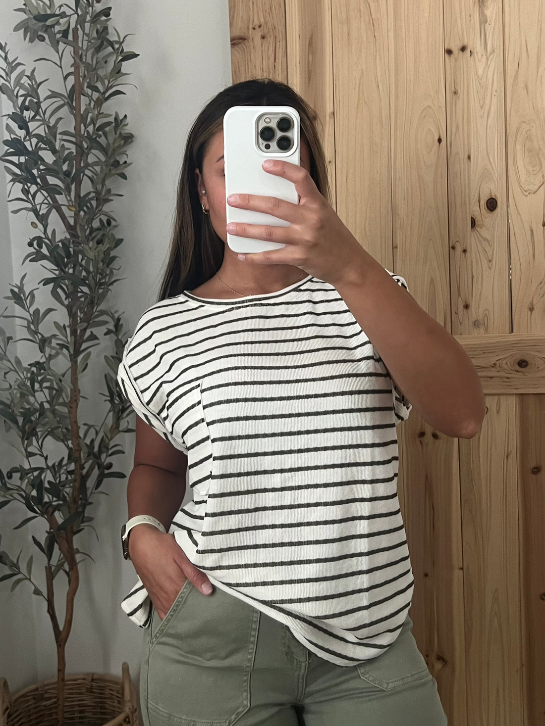 Classic Striped Top / Cream + Olive